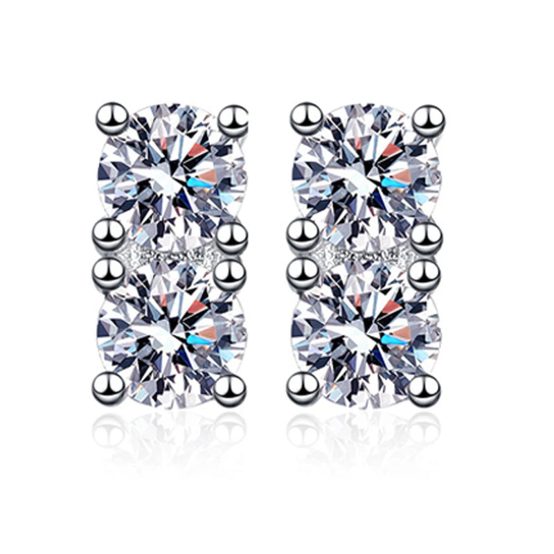 Colorful Real Moissanite Stud Earring 100% S925 Silver Ear Fine Jewelry Gift