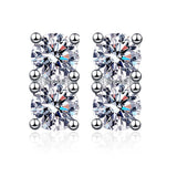 Colorful Real Moissanite Stud Earring 100% S925 Silver Ear Fine Jewelry Gift
