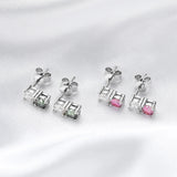 Colorful Real Moissanite Stud Earring 100% S925 Silver Ear Fine Jewelry Gift