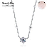 Serenity S925 Silver Plate Pt950 Starry Neck Chain Jewelry