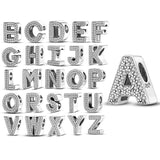 925 Silver Letter Charm Beads for Bracelet DIY Making