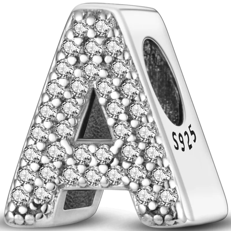 925 Silver Letter Charm Beads for Bracelet DIY Making