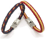 Set 2 Spain Flag Braided Bracelets Metallic Closure