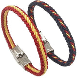Set 2 Spain Flag Braided Bracelets Metallic Closure