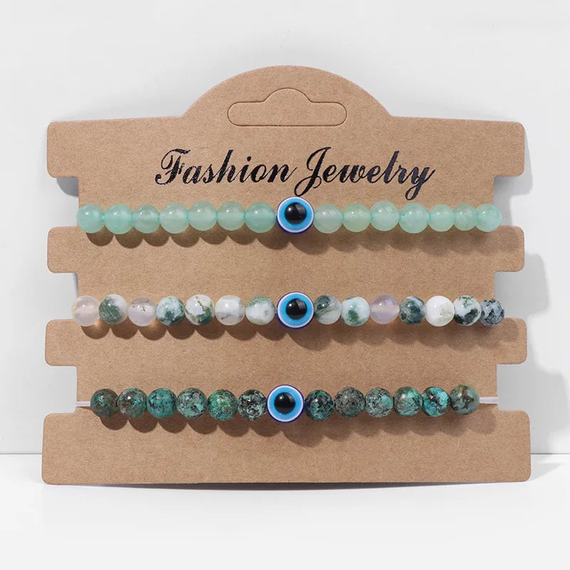 Lucky Evil Eye Bracelet 6mm Beaded Friendship Jewelry