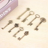 Set of 18 Antique Bronze Skeleton Key Heart Bow Lock Pendant