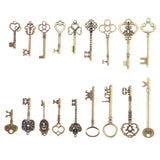 Set of 18 Antique Bronze Skeleton Key Heart Bow Lock Pendant