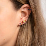 Set Of 4 Pcs 18K Plated Colorful Stone Mini Stud Earrings