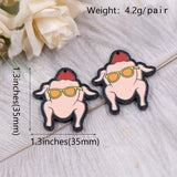 1.38IN(35MM) Christmas Turkey Earrings Laser Cut Glitter Acrylic