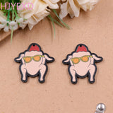 1.38IN(35MM) Christmas Turkey Earrings Laser Cut Glitter Acrylic