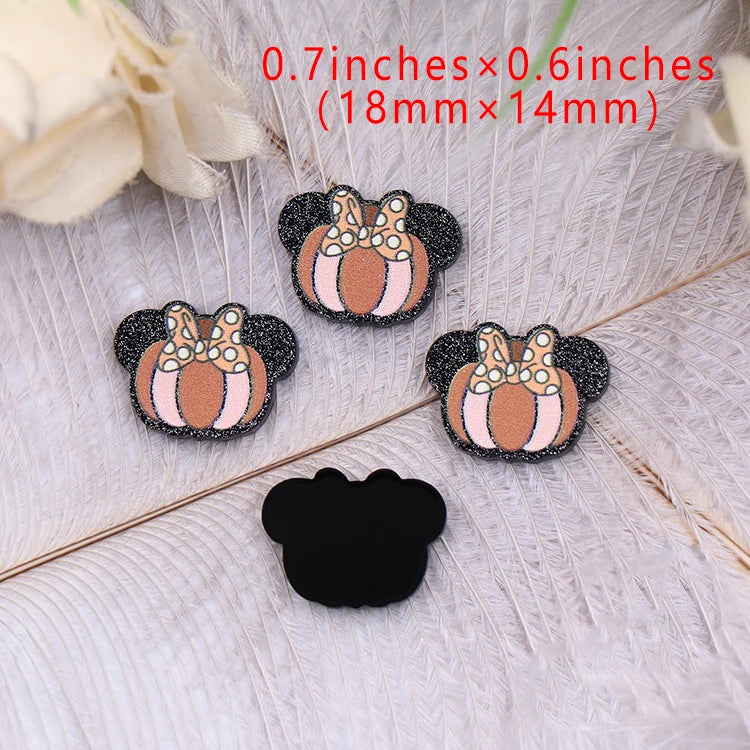Set of 10 18mm CN Mouse Pumpkin Halloween Glitter Acrylic Findings