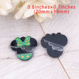 10-20mm Hot CN Mouse Head Clover St.Patrick's Marble Acrylic Print Findings