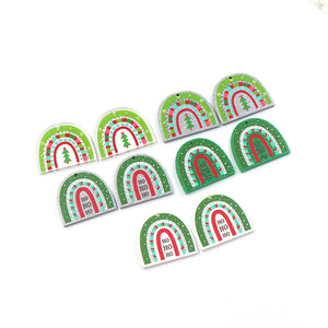 Set of 10 Christmas Rainbow Glitter Acrylic Earrings HO HO HO