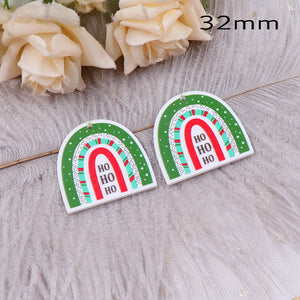Set of 10 Christmas Rainbow Glitter Acrylic Earrings HO HO HO