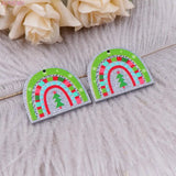 Set of 10 Christmas Rainbow Glitter Acrylic Earrings HO HO HO