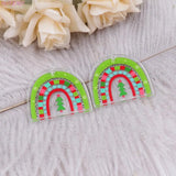 Set of 10 Christmas Rainbow Glitter Acrylic Earrings HO HO HO