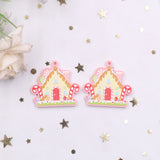 CN Gingerbread House Print Earrings Christmas Jewelry