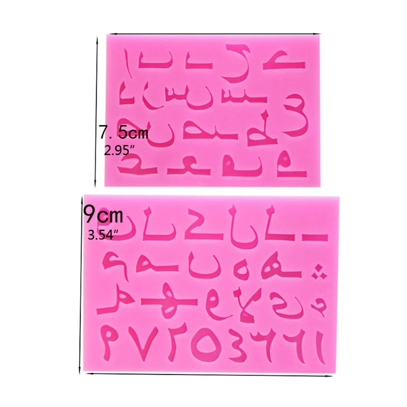 Set of 2 Silicone Arabic Letters Alphabet Number Mold Letter DIY Fondant Mould