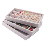 3 Stackable Velvet Jewelry Trays Organizer Drawer