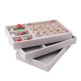 3 Stackable Velvet Jewelry Trays Organizer Drawer