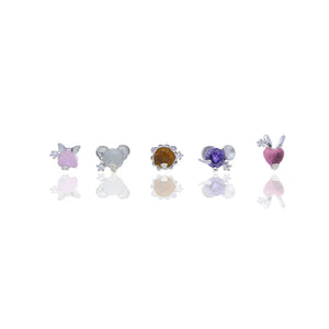 5 Pcs Love Animal Stud Earring 925 Sterling Silver Piercing Small Studs
