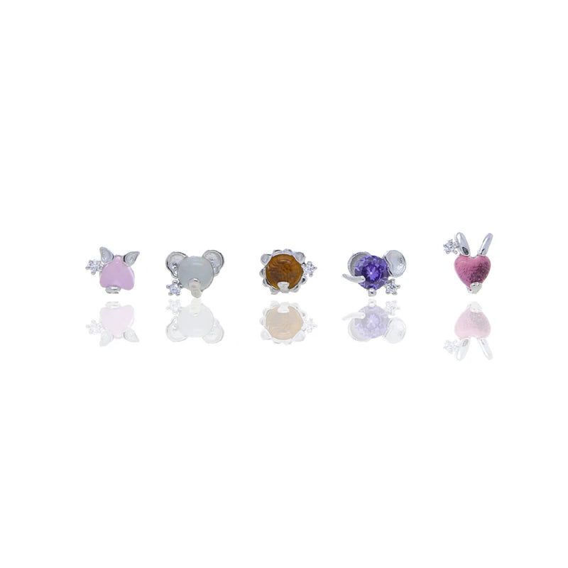 5 Pcs Love Animal Stud Earring 925 Sterling Silver Piercing Small Studs