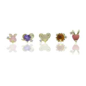 5 Pcs Love Animal Stud Earring 925 Sterling Silver Piercing Small Studs