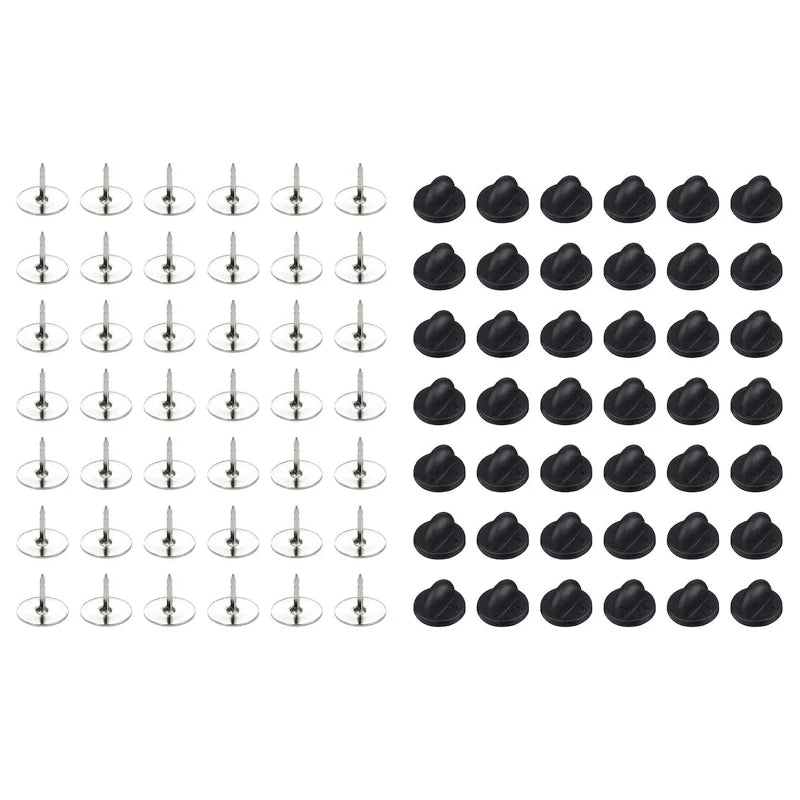 50 Pin Backs PVC Rubber for Butterfly Clutch Backings Blank Pins