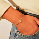 925 Silver Rainbow Sunflower Charm Bracelet for Women