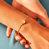 925 Silver Rainbow Sunflower Charm Bracelet for Women