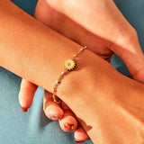 925 Silver Rainbow Sunflower Charm Bracelet for Women