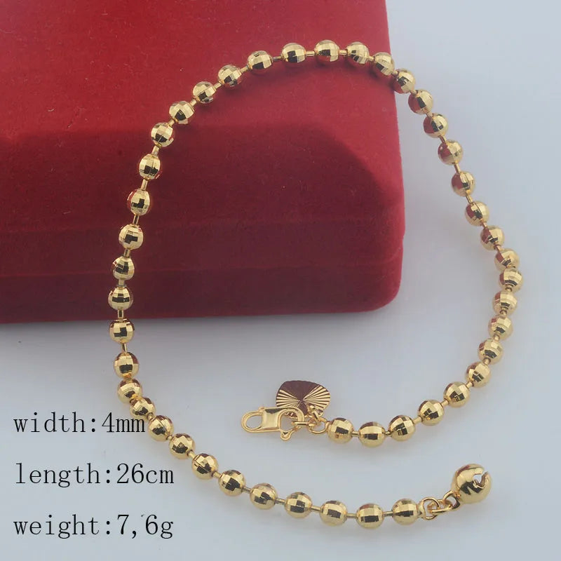 Seval Style Women Yellow Link Ball Heart Anklet Chains