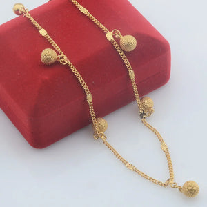 Seval Style Women Yellow Link Ball Heart Anklet Chains