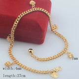 Seval Style Women Yellow Link Ball Heart Anklet Chains