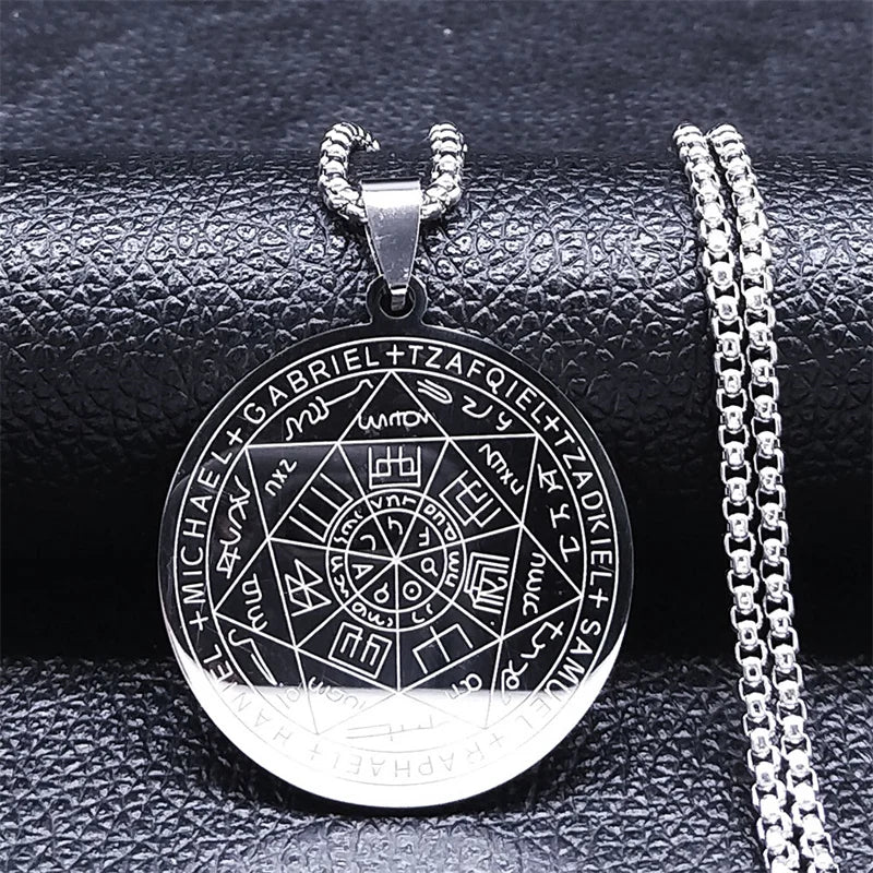 Archangels Amulet Stainless Steel Necklace Men Talisman Protection Jewelry