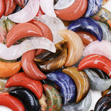 7 Chakra Natural Crystal Crescent Moon Stone Pendant for Jewelry Making