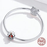 7-Star Ladybug Bead for Charm Bracelet Necklace 925 Sterling Silver