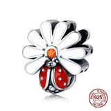 7-Star Ladybug Bead for Charm Bracelet Necklace 925 Sterling Silver