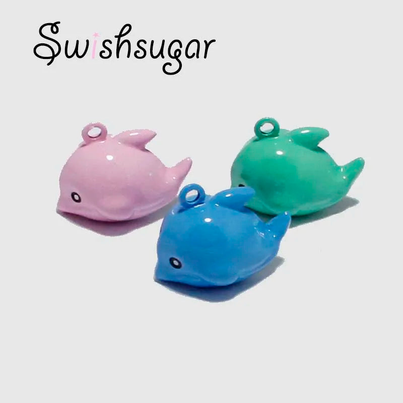 Enamel Dolphin Copper Craft Cartoon Charm Bells Pendant