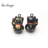 Cartoon Lucky Cat Jingle Bell Charms Pet Animal Necklace Kids Children Pendant