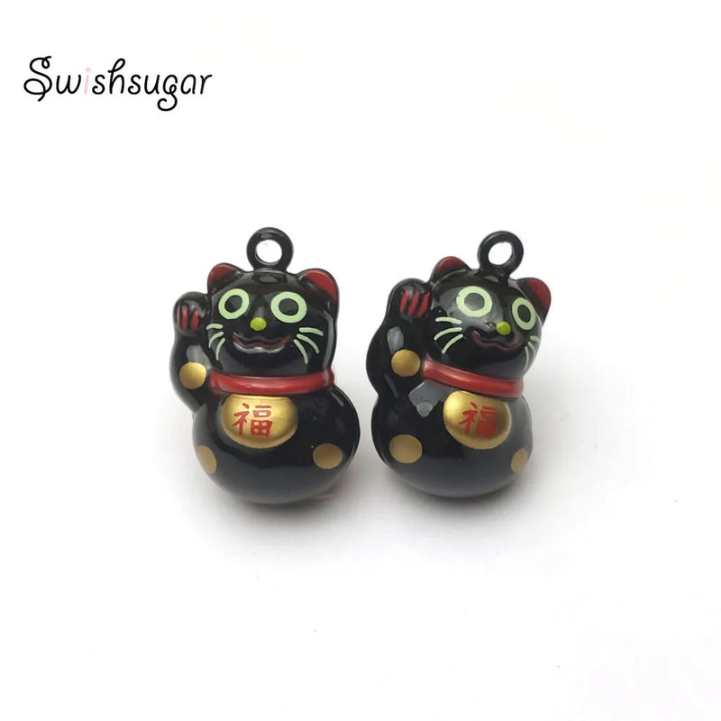 Cartoon Lucky Cat Jingle Bell Charms Pet Animal Necklace Kids Children Pendant