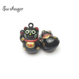 Cartoon Lucky Cat Jingle Bell Charms Pet Animal Necklace Kids Children Pendant