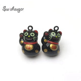 Cartoon Lucky Cat Jingle Bell Charms Pet Animal Necklace Kids Children Pendant