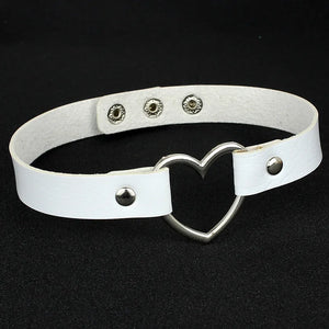 Sexy PU Leather Heart Necklace Choker Harajuku Punk Women