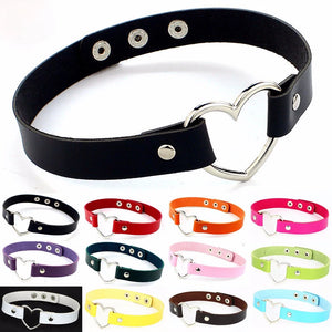Sexy PU Leather Heart Necklace Choker Harajuku Punk Women