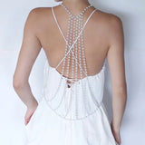 Pearl Back Chain Body Jewelry for Beach Wedding