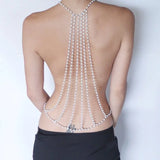 Pearl Back Chain Body Jewelry for Beach Wedding