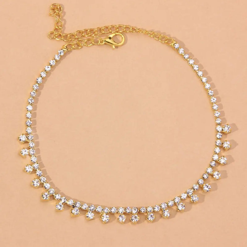 Sexy Beach Rhinestone Anklets Jewelry High Heels Ankle Chain Foot Accessories