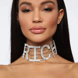 Big Money Dollar Rhinestone Necklace Choker
