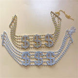 Big Money Dollar Rhinestone Necklace Choker